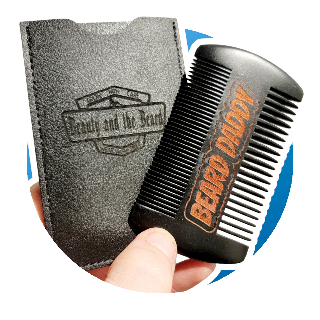 2 Sided Beard Daddy Comb w/ Leather Pouch